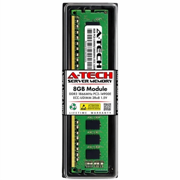 A-Tech 8Gb Pc3-14900E Ecc Unbuffered Ddr3 1866 Mhz Dimm Server Memory Ram 1X 8G