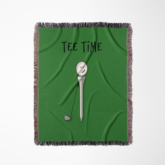 A Tee With A Smile And A Golf Club And Text, Woven Blanket