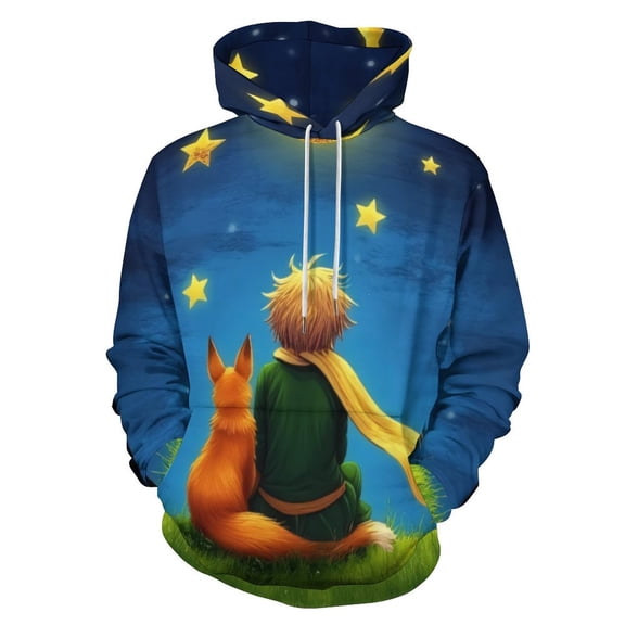 A Teenager And Fox Under Stars 3D Print Hoodie Men Women Autumn Thin Pullover Sweatshirt Vintage Streetwear Tops