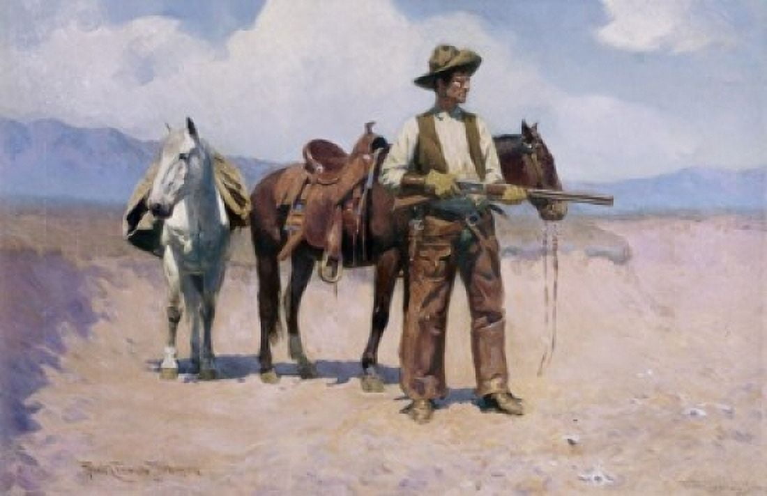 A Tense Moment Frank Tenney Johnson (1874-1939 American) Canvas Art - Frank Tenney Johnson (24 x 36)