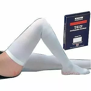 SKEENTUNER A Thigh-Length Continuing Care Anti-Embolism Stockings, White, Large, 1 Pair