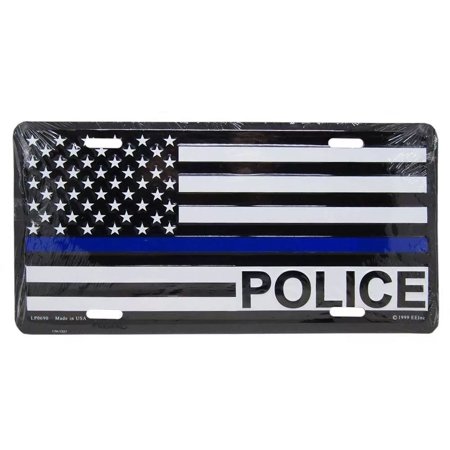 A Thin Blue Line "Police" Letters 6"x12" Aluminum License Plate A Made