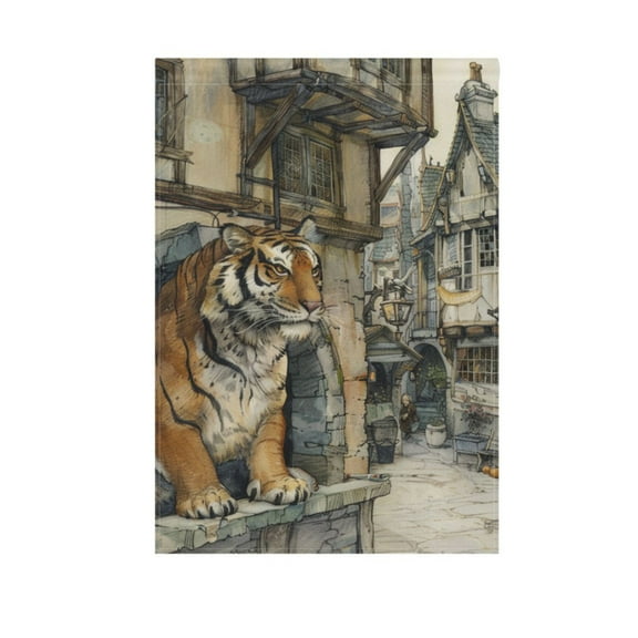 A Tiger Garden Flag House Banner 12" x 18" Double Sided Outdoor Yard Decoration