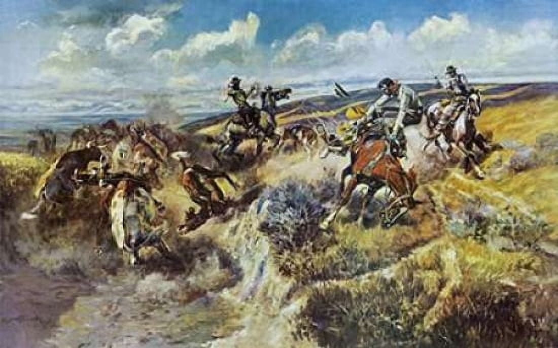 A Tight Dally and a Loose Latigo Canvas Art - Charles M Russell (24 x 36)