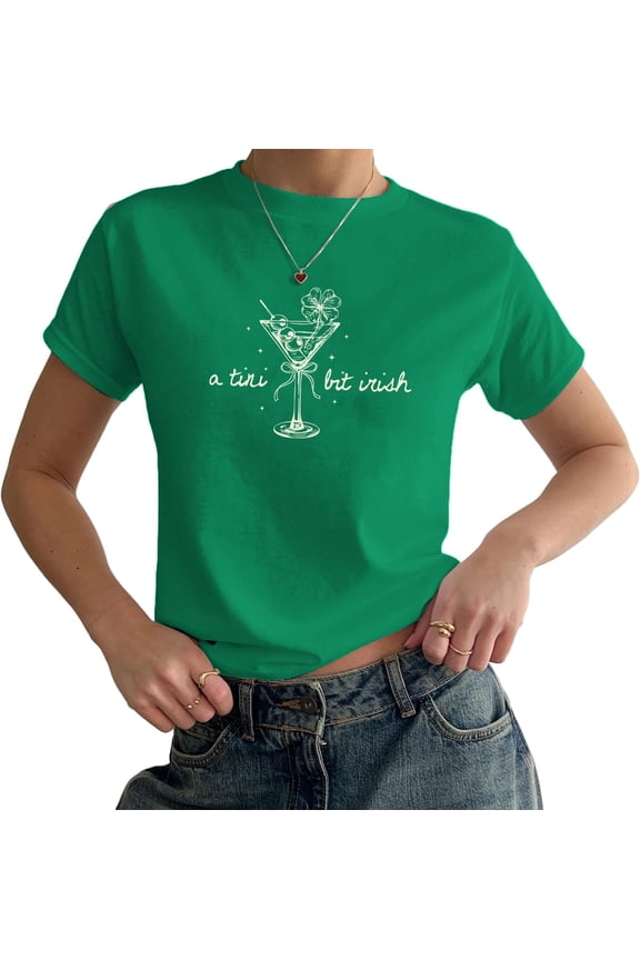 A Tini Bit Irish Baby Tee - Cute Irish Girl St Patty Y2K Top, St Patricks Day Baby Tee