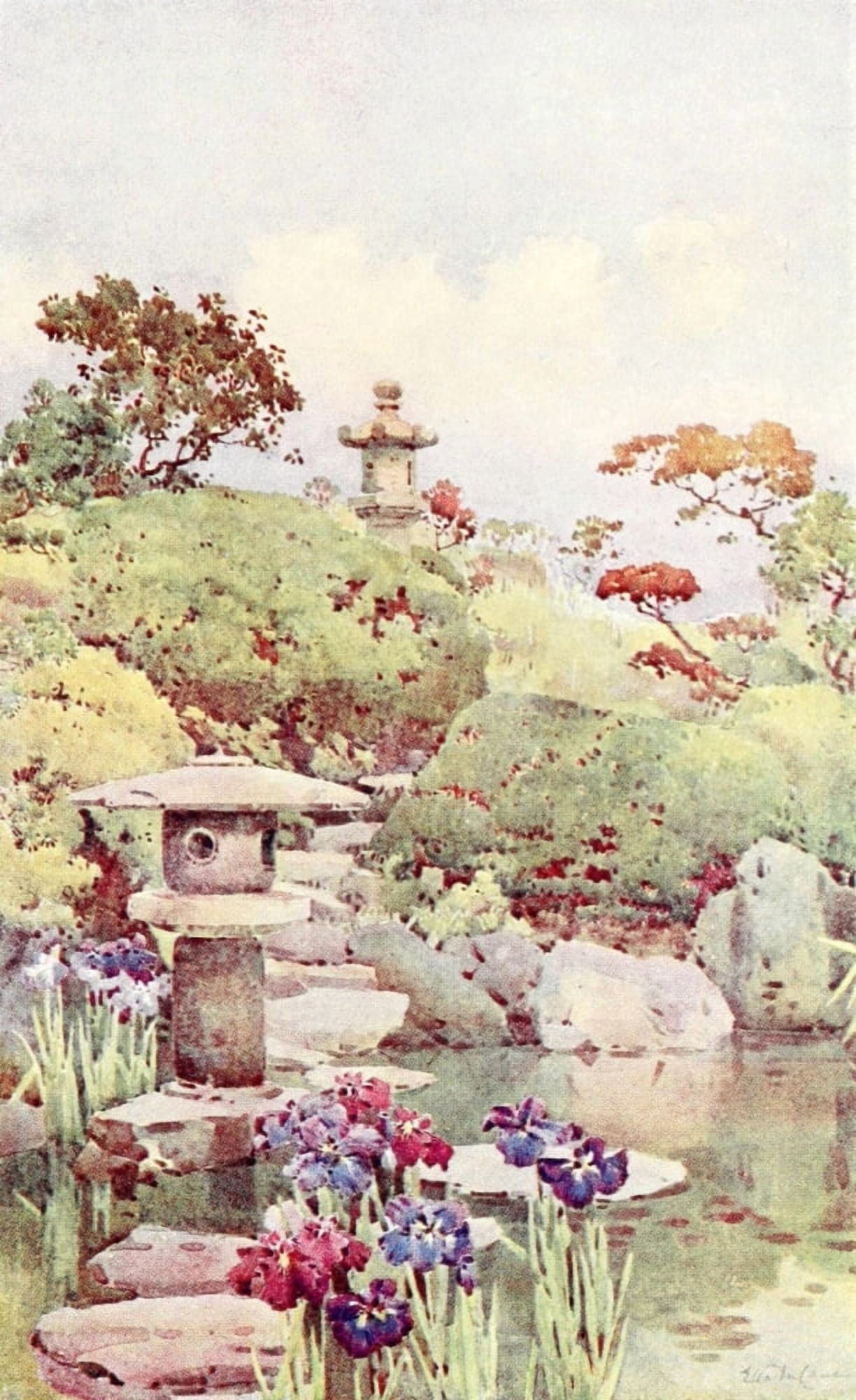 A Tokyo Garden Flowers & Gardens of Japan 1908 Canvas Art - Ella Du Cane (24 x 36)