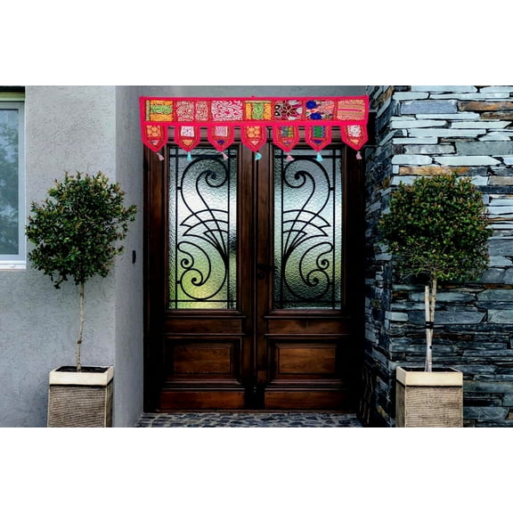 Indian Door Hanging Toran Patchwork Traditional Handmade Ethnic Decorative Vintage Pink Tapestry Window Valance Home Decor