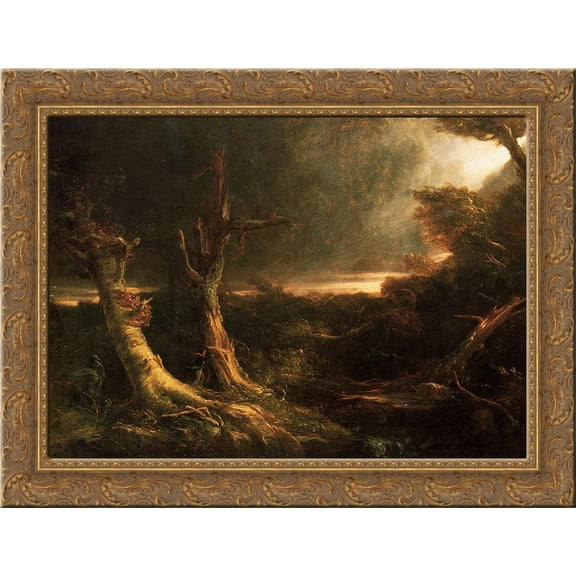 A Tornado in the Wilderness 24x18 Gold Ornate Wood Framed Canvas Art by Thomas Cole