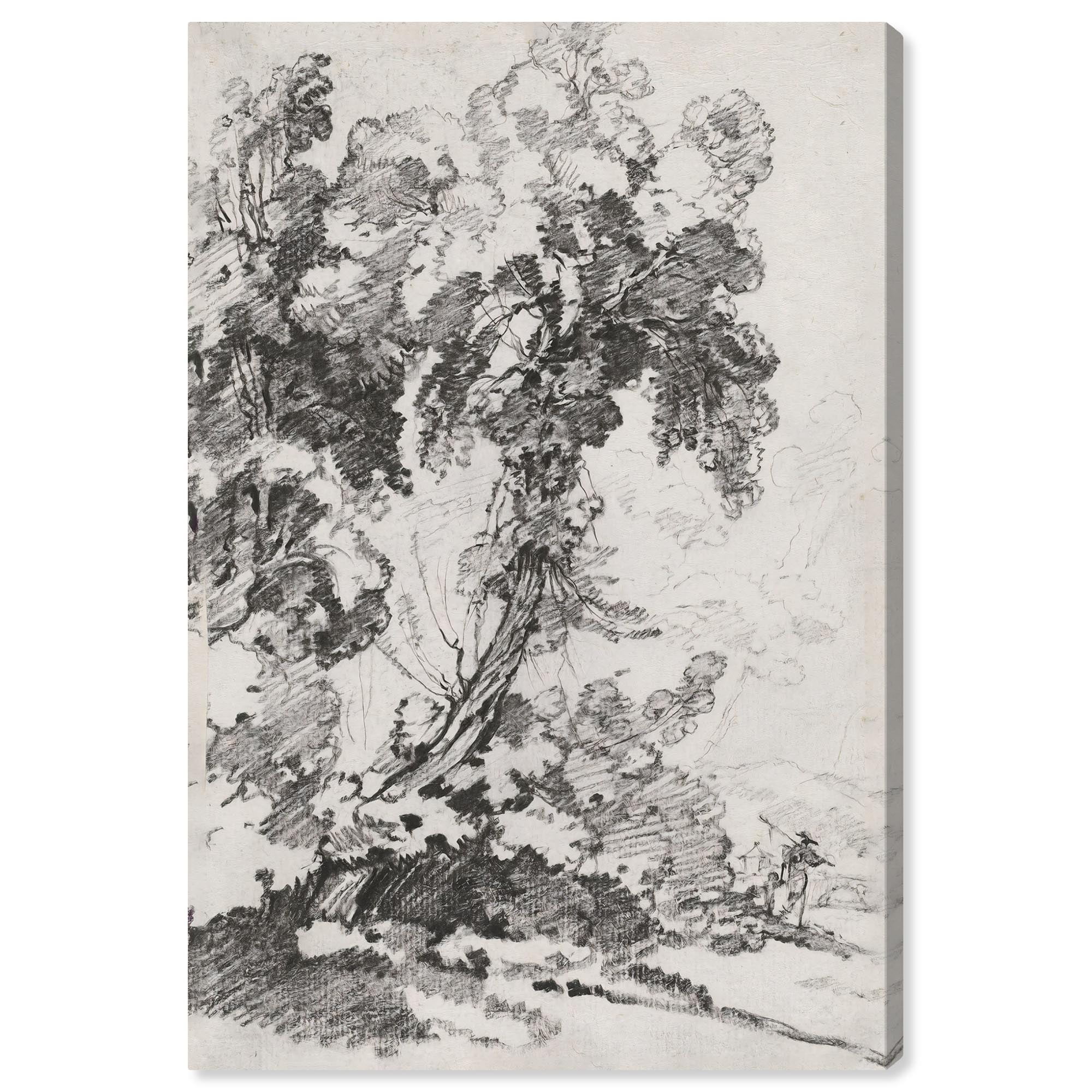 Vintage Black and White Landscape Canvas Art, 15" x 10"