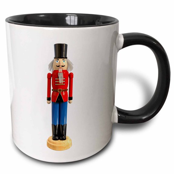 3drose, a Traditional Nutcracker Holiday Decoration, 11oz Two-tone Black Mug