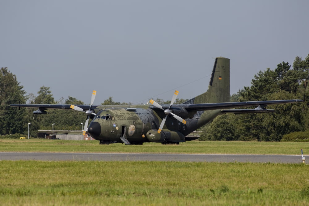 A Transall C-160 of the German Air Force Canvas Art - Timm ZiegenthalerStocktrek Images (17 x 12)