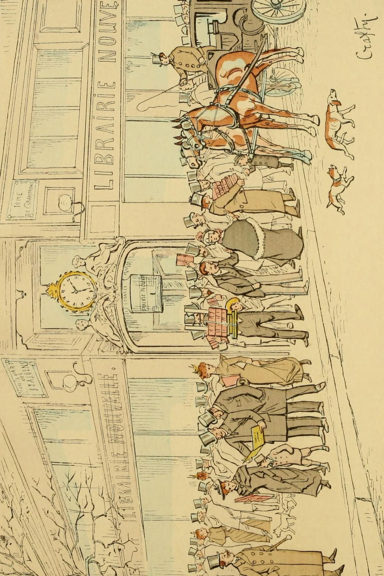 A Travers Paris 1894 Le Libraire Boulevard des Italiens Canvas Art - Victor Geruzes (18 x 24)