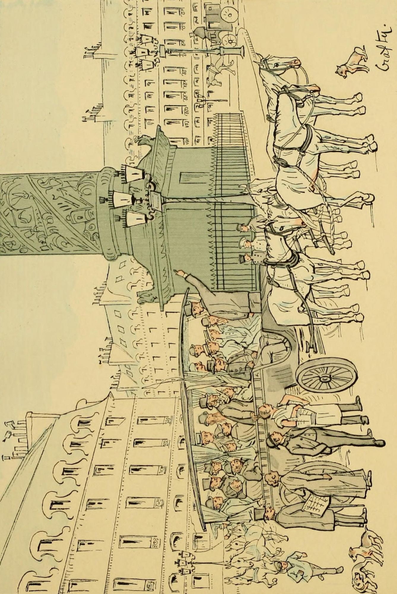 A Travers Paris 1894 Les voitures Canvas Art - Victor Geruzes (24 x 36)