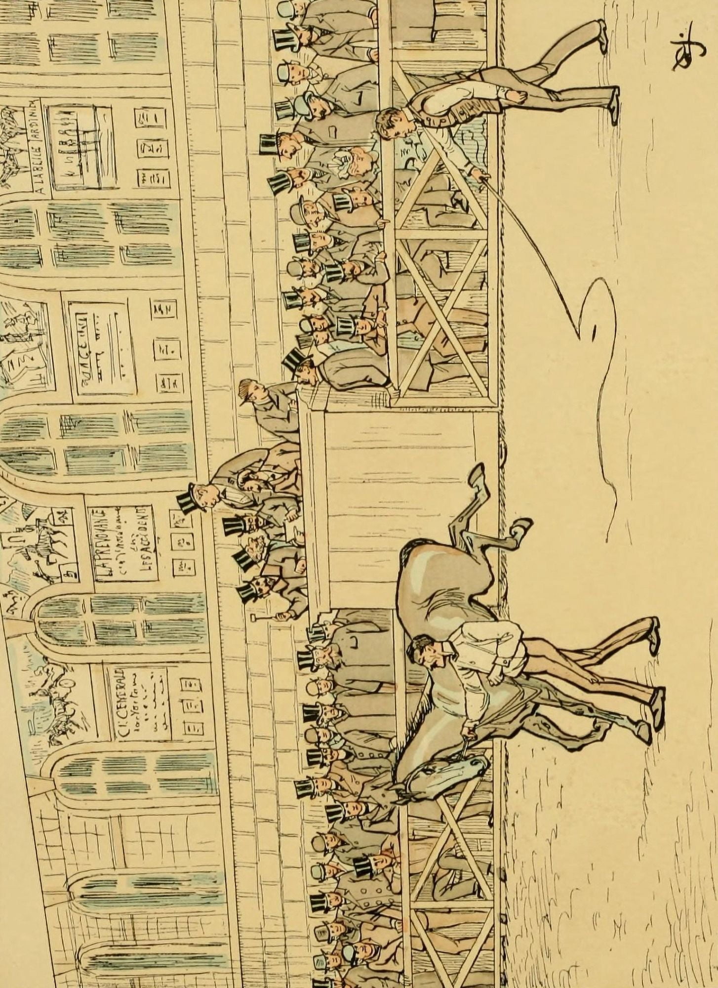 A Travers Paris 1894 Une Vente au Tattersall Canvas Art - Victor Geruzes (18 x 24)