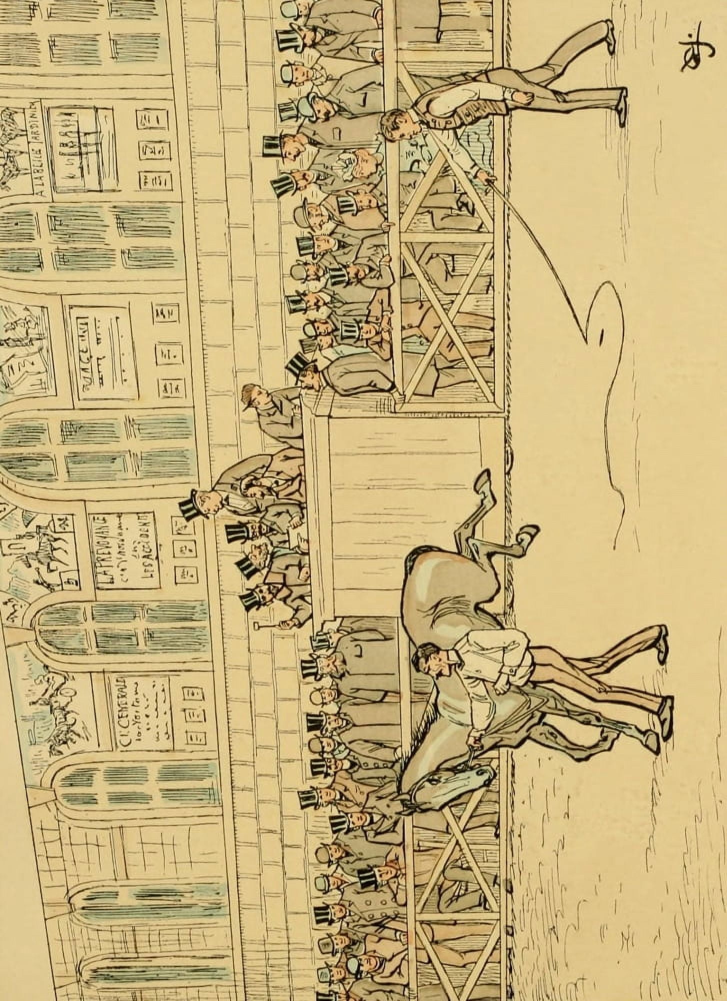 A Travers Paris 1894 Une Vente au Tattersall Canvas Art - Victor Geruzes (24 x 36)