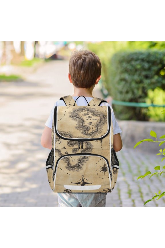 A Treasure Map Backpack Big Laptop Backpack Casual Daypack Quilted Large Capacity Large Bookbags