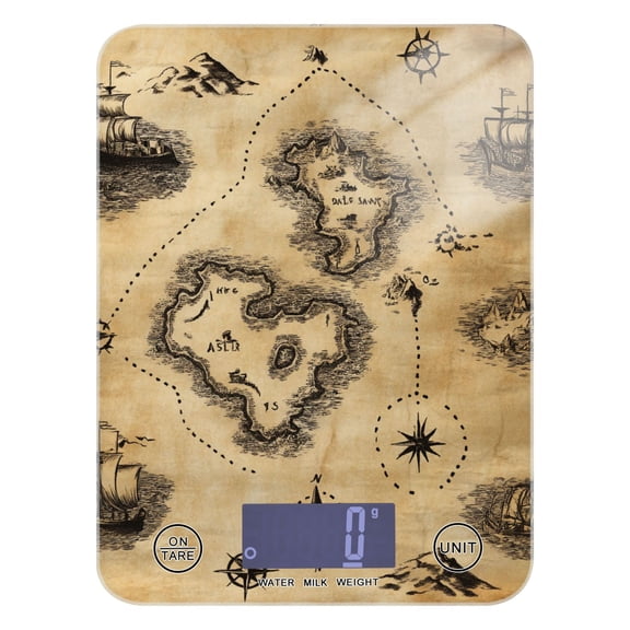 A Treasure Map Food Scale Digital Kitchen Scale Waterproof Grams Ounces lbs for Weight Loss
