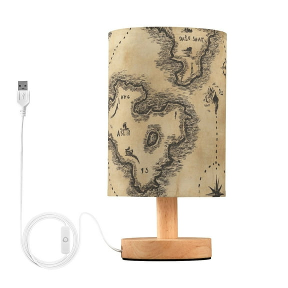 A Treasure Map Table Lamp for Desk Nightstand Lamp with USB Modern Gifts for Bedroom Living Room Kids Room