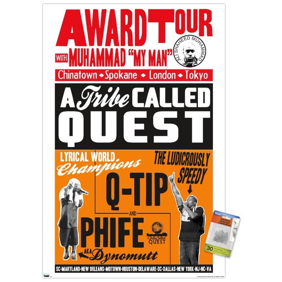 A Tribe Called Quest - Award Tour Poster Wall Poster with Pushpins, 22.375" x 34"