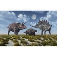 thumbnail image 1 of A Triceratops  Ankylosaurus and Stegosaurus dinosaur. Poster Print by Mark Stevenson/Stocktrek Images, 1 of 1
