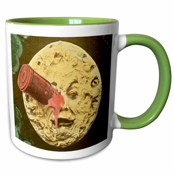 3drose, a Trip to the Moon, 11oz Two-tone Green Mug