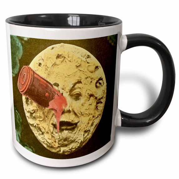 3drose, a Trip to the Moon, 15oz Two-tone Black Mug