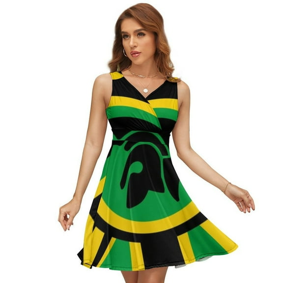 A Trojan Uk Flag in The Colors of Jamaica Dress Summer Street Style Dresses Female Sleeveless Printed Sundress