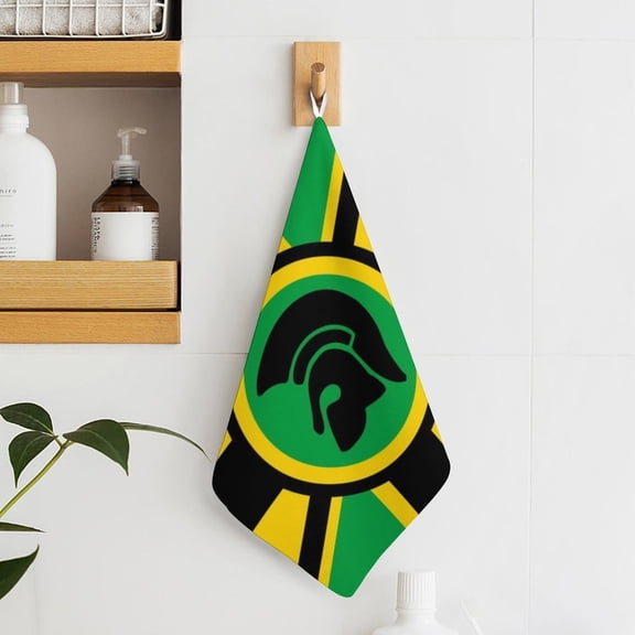 A Trojan Uk Flag in The Colors of Jamaica Towels for Bathroom, Kitchen, Gym, Towels, Soft, Highly Absorbent, Hanging Towel with Hanging Eyelet