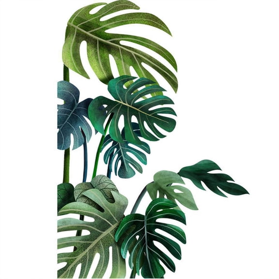 A Tropical Leaf Wall Sticker Set Style A With Watercolor Turtle Design, Waterproof Removable Pvc Material For Living Room Bedroom Kids Room Decor