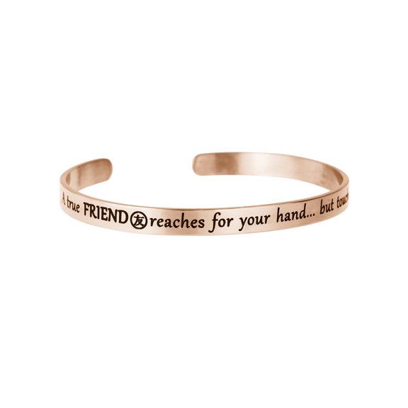 A True Friend Reaches For Your Hand But Touches Your Heart Adjustable Cuff Bracelet Wristband Bangle