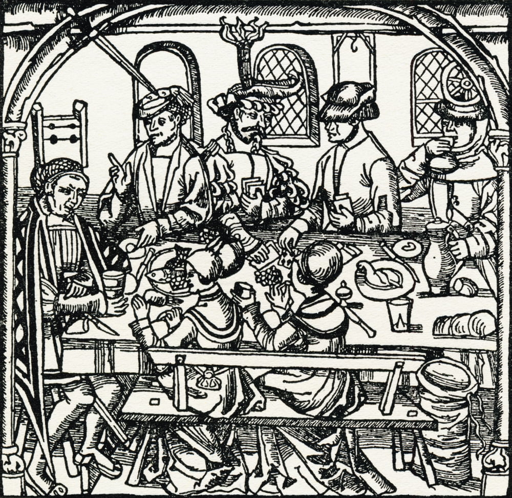 A Tudor Tavern From The Streets Of London Through The Centuries Canvas Art - Ken Welsh Design Pics (15 x 15)
