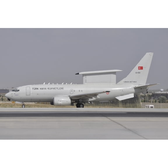 A Turkish Air Force Boeing 737 Airborne Early Warning and Control aircraft Canvas Art - Giorgio CiariniStocktrek Images (17 x 12)