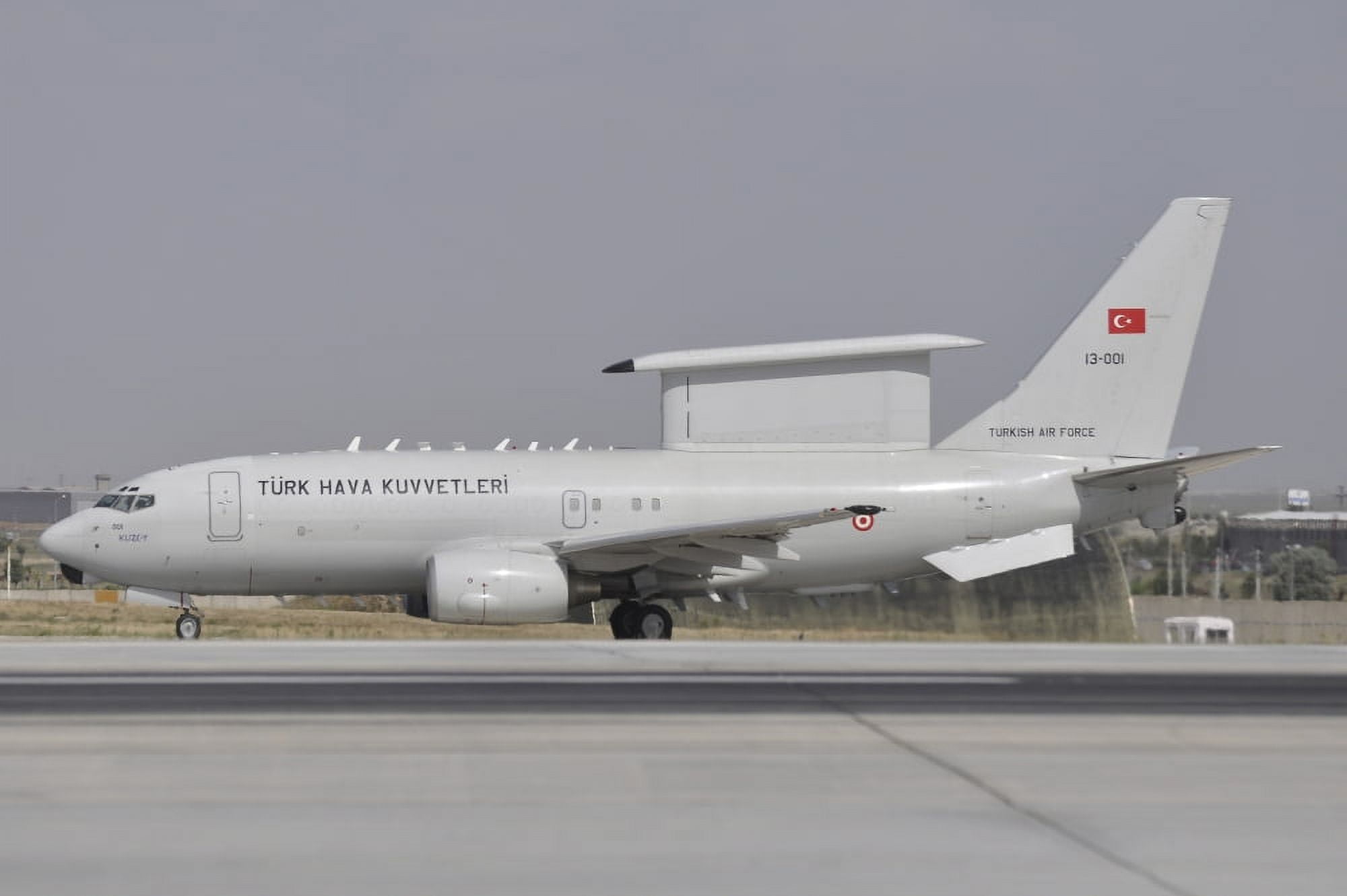 A Turkish Air Force Boeing 737 Airborne Early Warning and Control aircraft Canvas Art - Giorgio CiariniStocktrek Images (34 x 23)