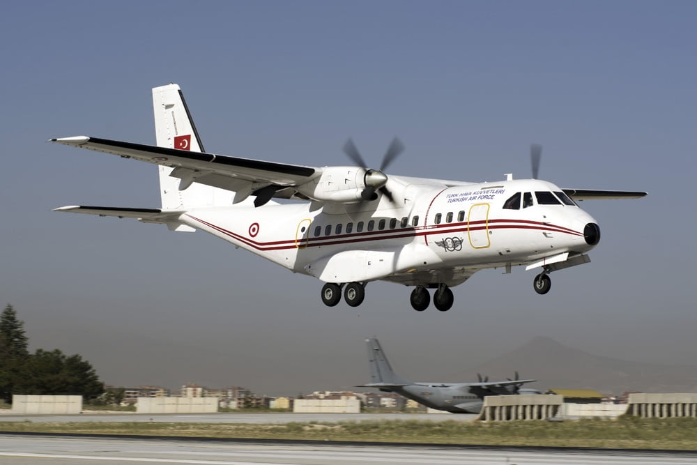 A Turkish Air Force CN-235M-100 landing at Konya Air Base Canvas Art - Daniele FaccioliStocktrek Images (17 x 12)