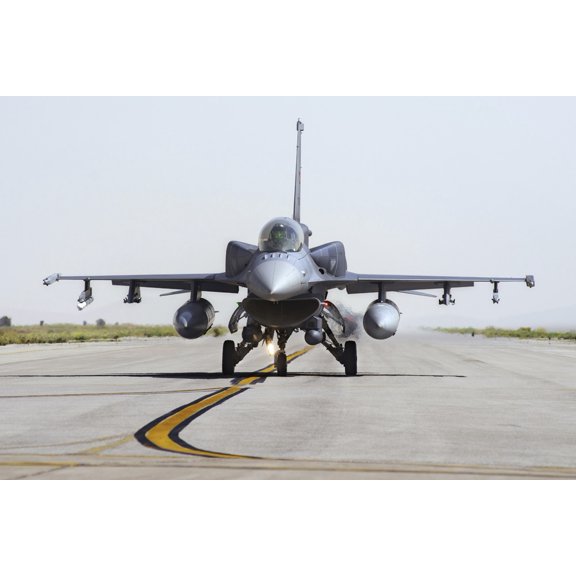 A Turkish Air Force F-16D Block 50 Fighting Falcon on the flight line Canvas Art - Daniele FaccioliStocktrek Images (17 x 12)