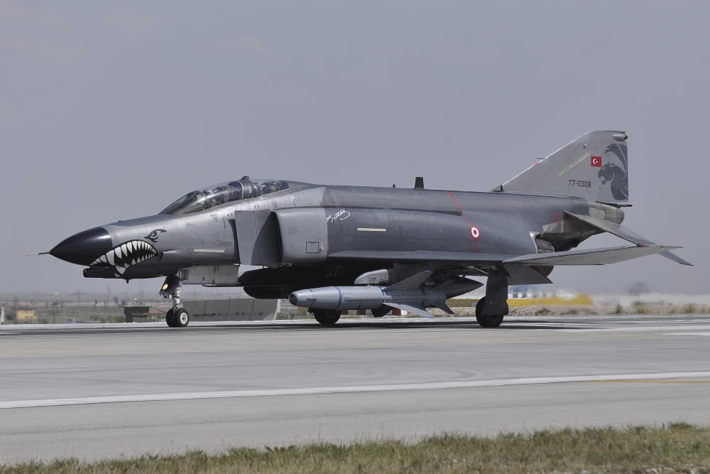 A Turkish Air Force F-4E 2020 Terminator ready for take-off Canvas Art - Giorgio CiariniStocktrek Images (34 x 23)