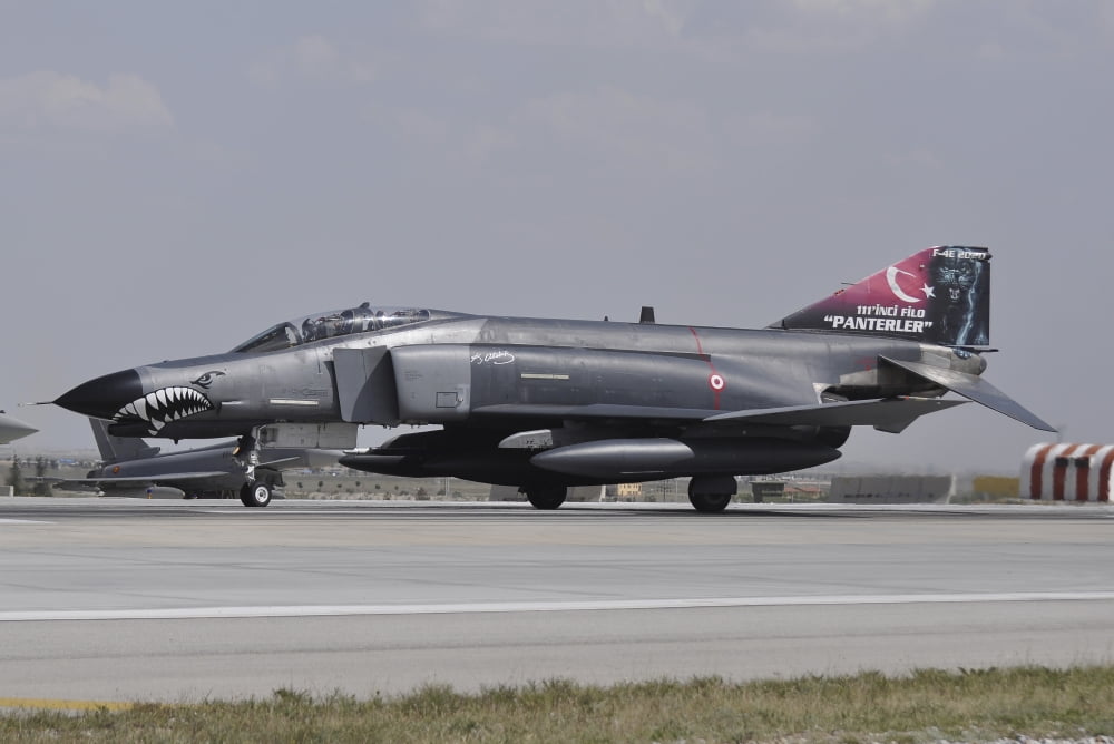 A Turkish Air Force F-4E 2020 Terminator ready for take-off Canvas Art - Giorgio CiariniStocktrek Images (34 x 23)