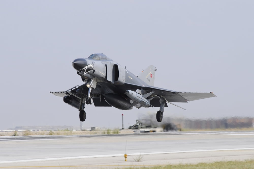A Turkish Air Force F-4E 2020 Terminator taking off from Konya Air Base Canvas Art - Riccardo NiccoliStocktrek Images (17 x 12)
