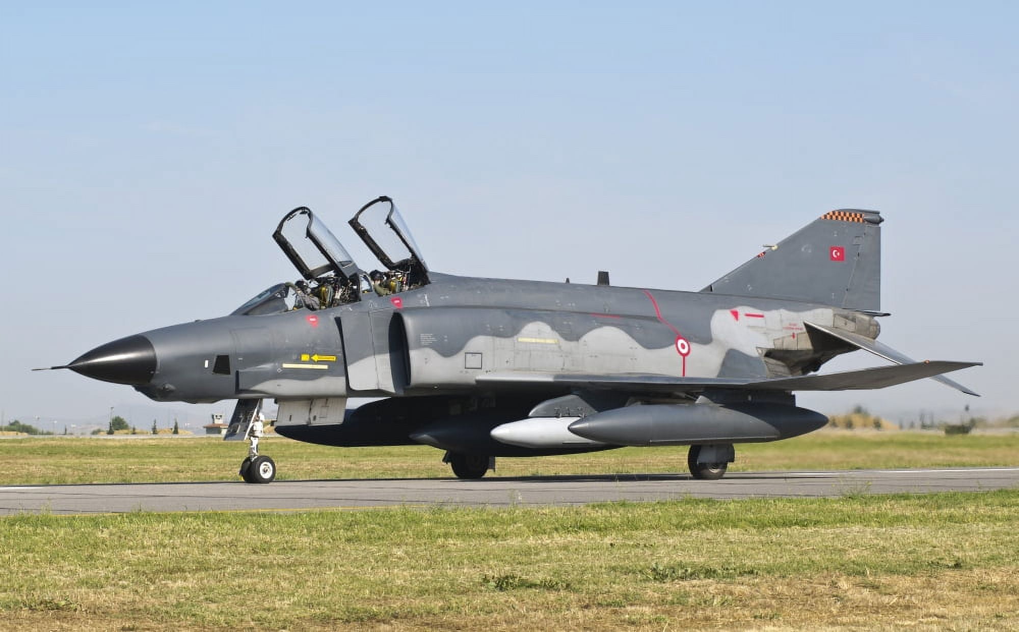 A Turkish Air Force RF-4E taxiing at Izmir Air Base Turkey Canvas Art - Giovanni CollaStocktrek Images (36 x 22)