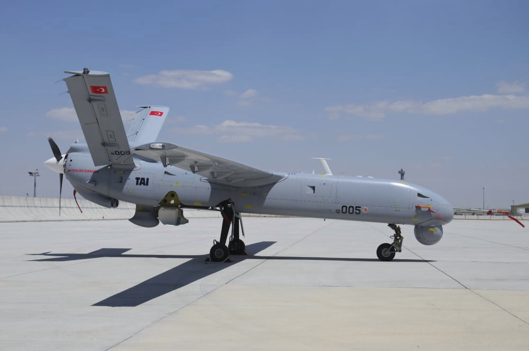 A Turkish Air Force TAI Anka unmanned aerial vehicle Canvas Art - Riccardo NiccoliStocktrek Images (34 x 23)