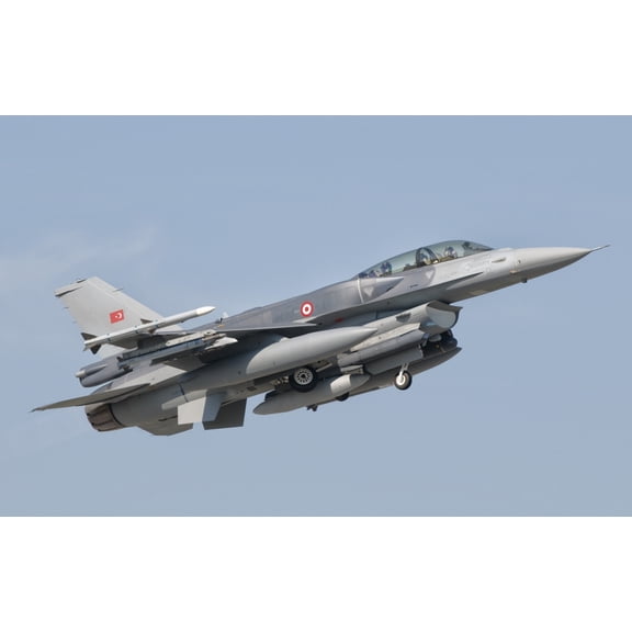 A Turkish-built F-16 in flight at the Izmir Air Show in Turkey Canvas Art - Giovanni CollaStocktrek Images (18 x 12)