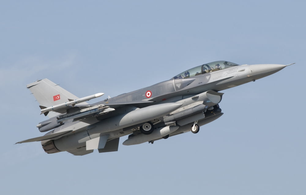 A Turkish-built F-16 in flight at the Izmir Air Show in Turkey Canvas Art - Giovanni CollaStocktrek Images (36 x 23)