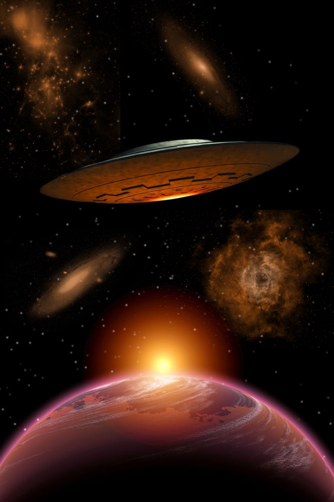 A UFO on its journey through the vastness of our galaxy Canvas Art - Mark StevensonStocktrek Images (23 x 35)