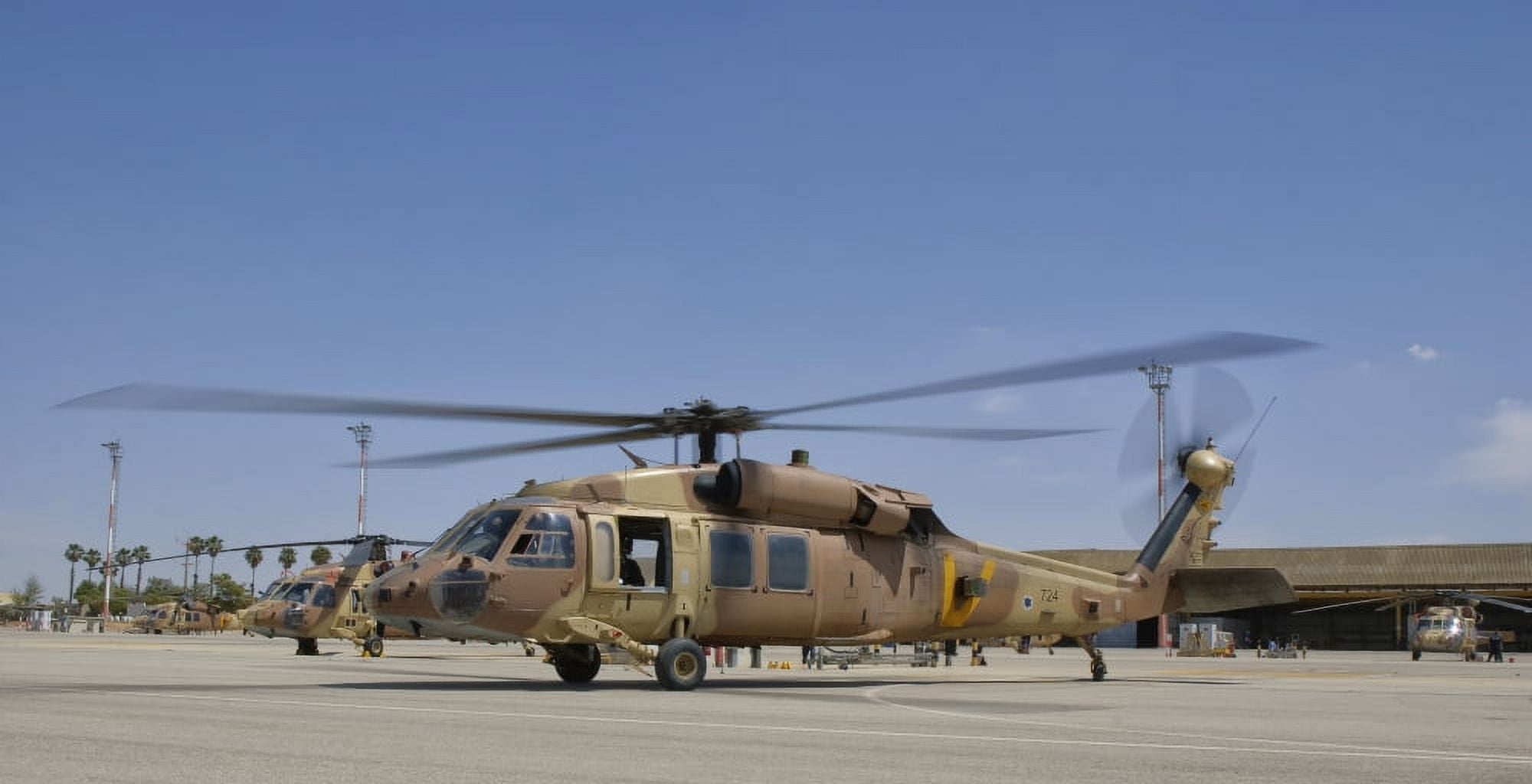 A UH-60 Black Hawk Yanshuf of the Israeli Air Force at Hatzerim Air Base Israel Canvas Art - Giovanni CollaStocktrek Images (39 x 20)