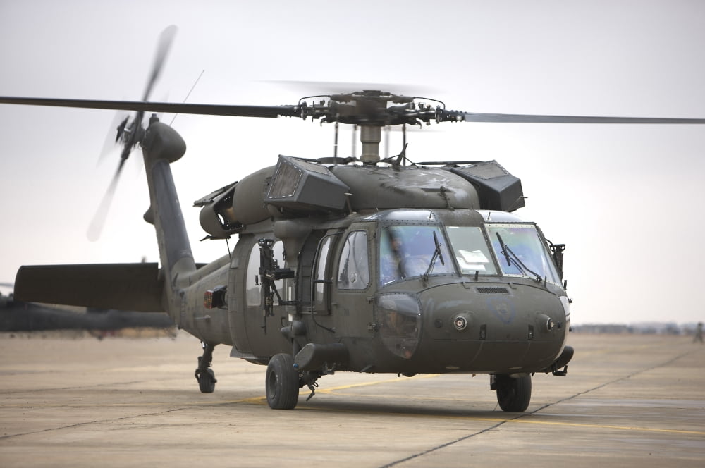 A UH-60 Black Hawk taxis out for a mission over northern Iraq Canvas Art - Terry MooreStocktrek Images (18 x 12)