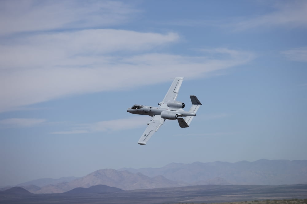 A US Air Force A-10 Thunderbolt II in flight over New Mexico Canvas Art - Terry MooreStocktrek Images (18 x 12)
