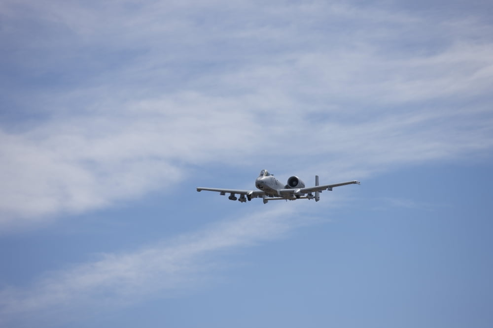 A US Air Force A-10 Thunderbolt II in flight over New Mexico Canvas Art - Terry MooreStocktrek Images (35 x 23)
