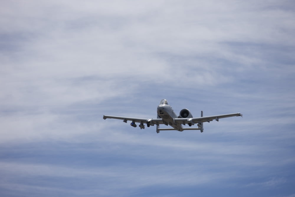 A US Air Force A-10 Thunderbolt II in flight over New Mexico Canvas Art - Terry MooreStocktrek Images (35 x 23)