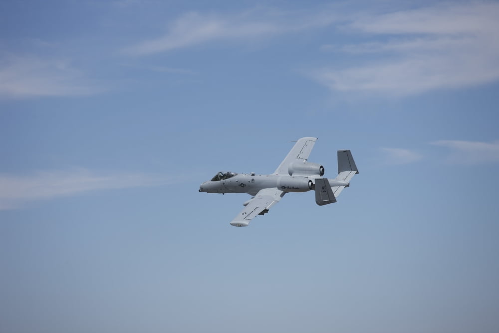 A US Air Force A-10 Thunderbolt II in flight over New Mexico Canvas Art - Terry MooreStocktrek Images (35 x 23)