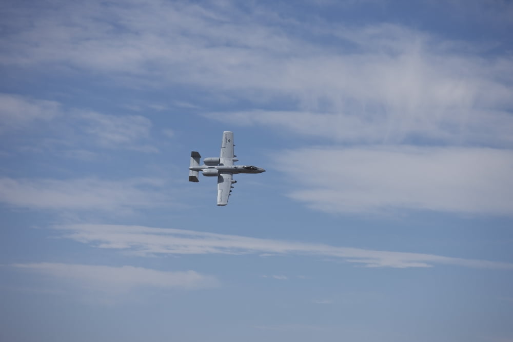 A US Air Force A-10 Thunderbolt II in flight over New Mexico Canvas Art - Terry MooreStocktrek Images (35 x 23)